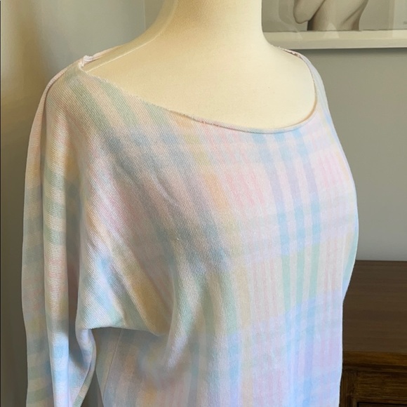 Wildfox Pastel Plaid Knit Raw Hem Sweater - Picture 9 of 12